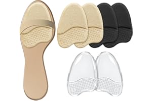 Beautulip Metatarsal Foot Pads (0.2" Thick) - Ball of Foot Cushions for Women - Invisible Non-Slip High Heel Comfort Pads - 3 Pairs (Beige+Clear+Black)