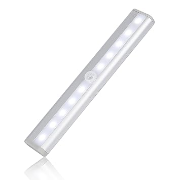 Tsing Barra de Luz con Sensor de Movimiento 10 LEDs Inalámbrica Lámpara Nocturna para Armario/Cajón/Camino (Blanco Caliente): Amazon.es: Hogar