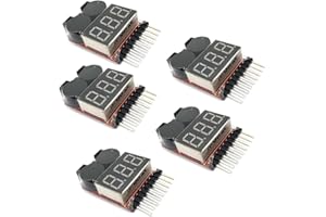 Kiro&Seeu 5PCS RC Lipo Battery Tester Monitor Low Voltage Buzzer Alarm Voltage Checker with LED Indicator for 2-8s Lipo Life 