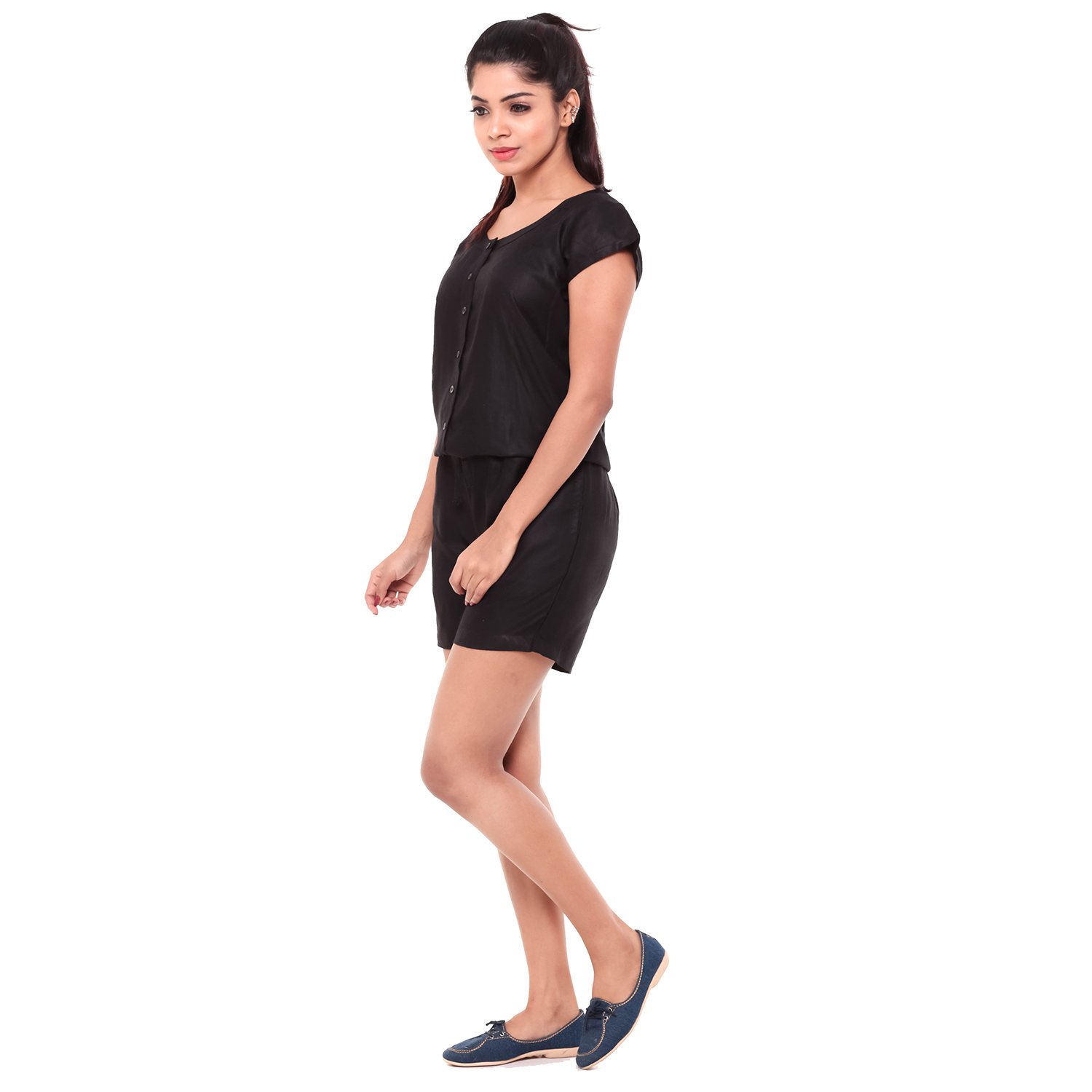 easy 2 wear &reg; women&rsquo;s jumpsuit black (shorts style) sizes s to 4xl