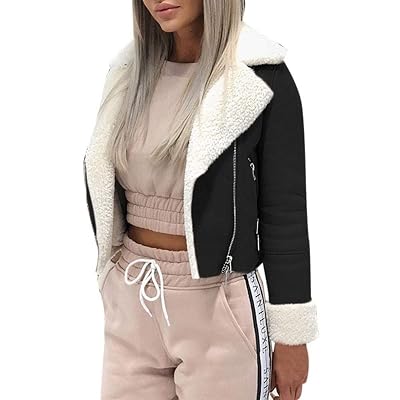 CUCUHAM Women Lapel Suede Leather Buckle Cool Jacket Faux Lamb Wool Motorcycle Jackets