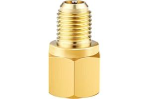 AUPOKO R1234YF Vacuum Pump Adapter, Refrigerant Tank to R12 Fitting Adapter, 1/2’’ Female to 1/4’’ SAE Male Flare Adapter, Fits for R1234yf to R12 Refrigerant System