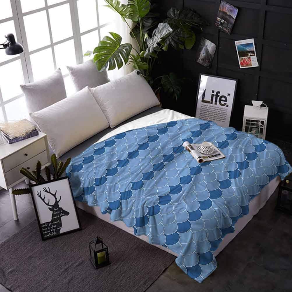 Soft Bed Blanket Throw Navy Blue Lightweight AntiStatic Throw Scallop