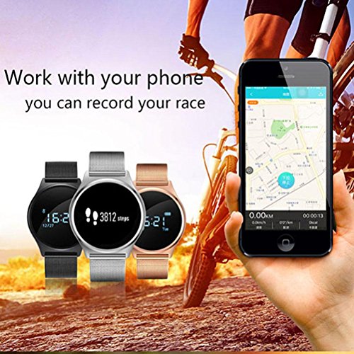L@YC New Healthy Heart Rate Blood Pressure Smart Sports Bluetooth Hand Ring Pedometer Call Notification Sleep Monitoring Bracelet, Gold - Thumbnail 5