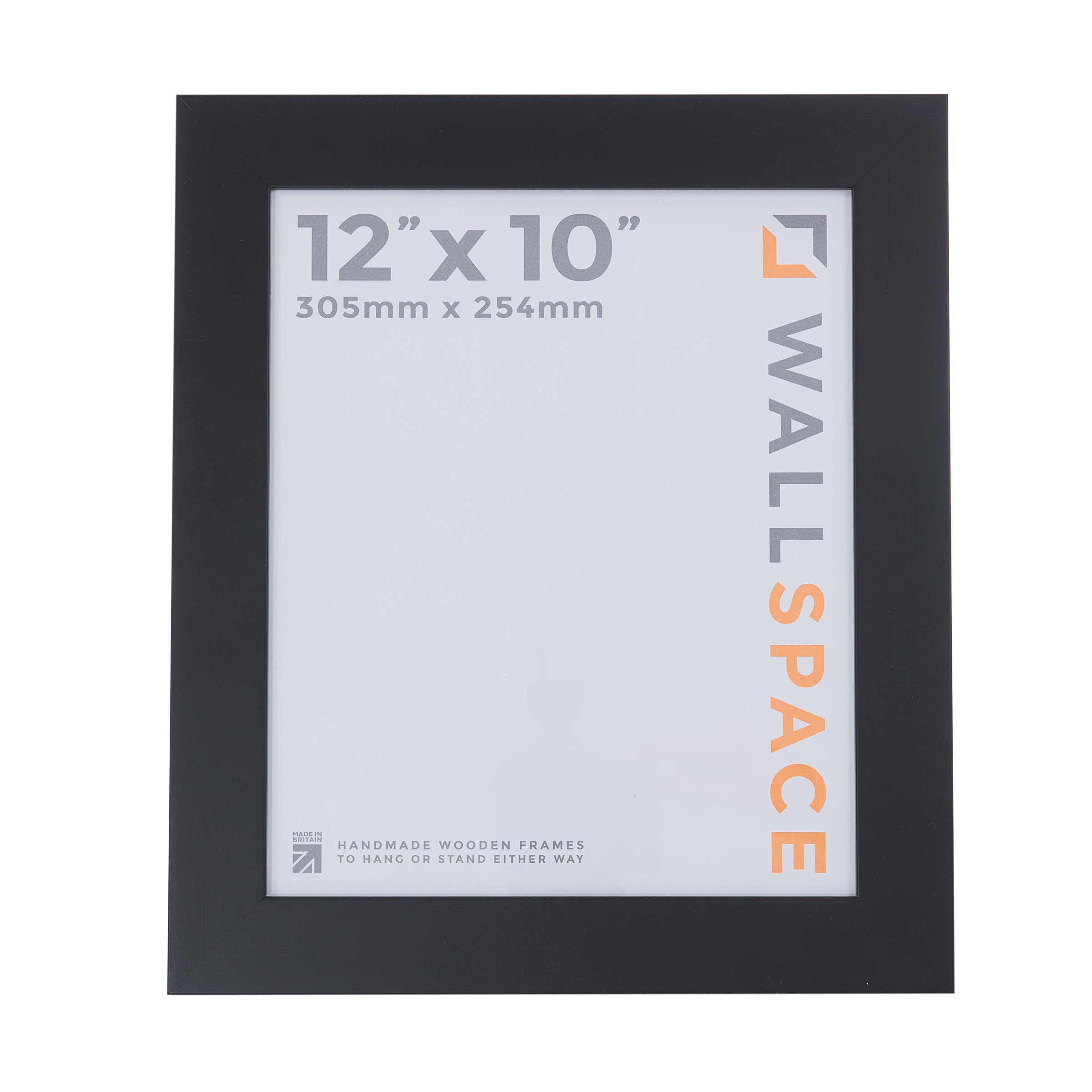 Wall Space Wide 12x10 Black Picture Frame | Black 10x12 Photo Frame | 12 x 10 inch | 305x254mm | 30.5x25.4cm | Solid Wood Wooden with Real Glass | Handmade in UK — image 1