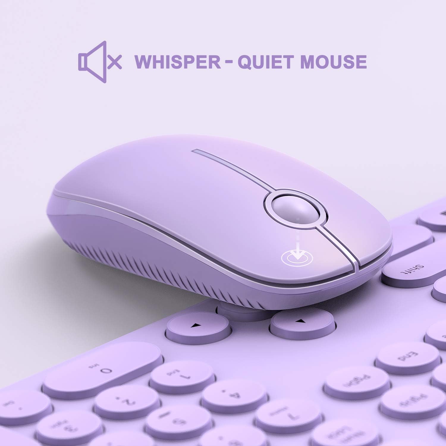 Wireless Keyboard and Mouse Combo, Jelly Comb 2.4GHz Full-Size Compact Wireless Mouse Keyboard with Numeric Keypad for Laptop/PC- Round Keycaps (Purple): Computers & Accessories