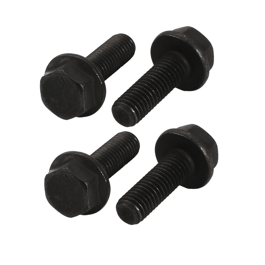 Sourcingmap 4pcs M8x25mm Fully Thread Carbon Steel Hex Non-Serrated Flange Bolts Screws