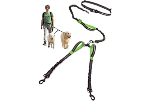 PET DREAMLAND Exquisite Hands-Free Leash for Two Large Dogs – Perfect for Active Pet Owners – Comfortable, Durable & Ideal for Running, Walking, Hiking – Premium Dual Waist Lead with Bungee – Must-Have Dog Gear