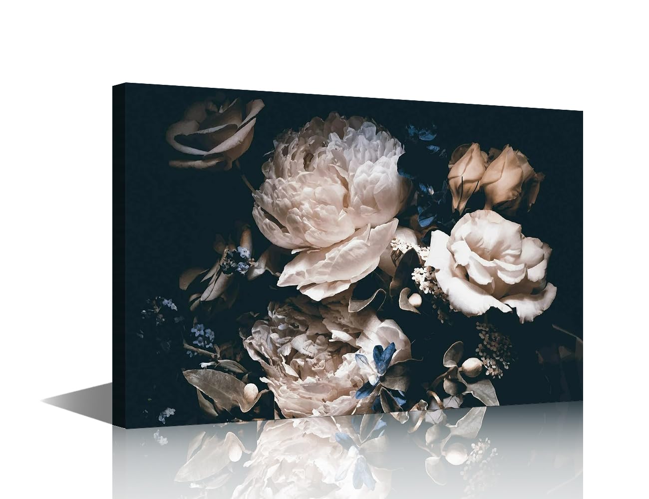 TISHIRON Floral Prints Art Canvas Prints Stretched Artwork Flower Vintage Paintings on Canvas Wall Art for Home Office Decora Modern Giclee Framed Ready to Hang 16x24 inches