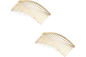 Ruwado 2 Pcs Wedding Veil Hair Side Comb Metal Black Twist Wire Curved Classic French Styling 20 Teeth Hair Pin Clamp for Fin