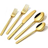 KINGSTONE Gold Silverware Set, 40 Piece Flatware Cutlery Set for 8, 18/10 Stainless Steel Silverware Mirror Polished Dishwasher Safe for Home, Restaurant, Wedding, Party(Gold, 40 pieces for 8)