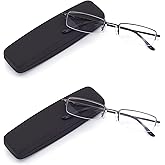 HIGHLIKE 2 or 3 -Pack Blue Light Blocking Reading Glasses with Hard Cases, Semi Frame Spring Hinge Readers Glasses
