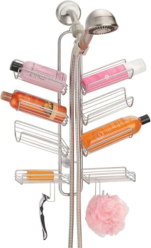 mDesign Hanging Shower Caddy Practical No Drill Shower Shelves