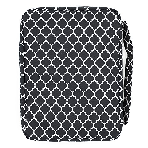 Bible Covers for Women, Colorful Trellis Patterned Book Cover with Pockets and Handle, Bible Covers for Teens, Girls (Black)