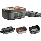 Cordless Electric Battery Heated Lunch Box for Men,Adults Wireless Lunch Box,Portable Food Warmer Lunchbox,1600ml Food Container,Rechargeable 24000 mAh Battery,Heating Timer and Reservation Design