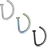 QWALIT Gold D Shaped Fake Nose Ring for Women - Septum, Lip Piercing Faux Nose Ring in Black