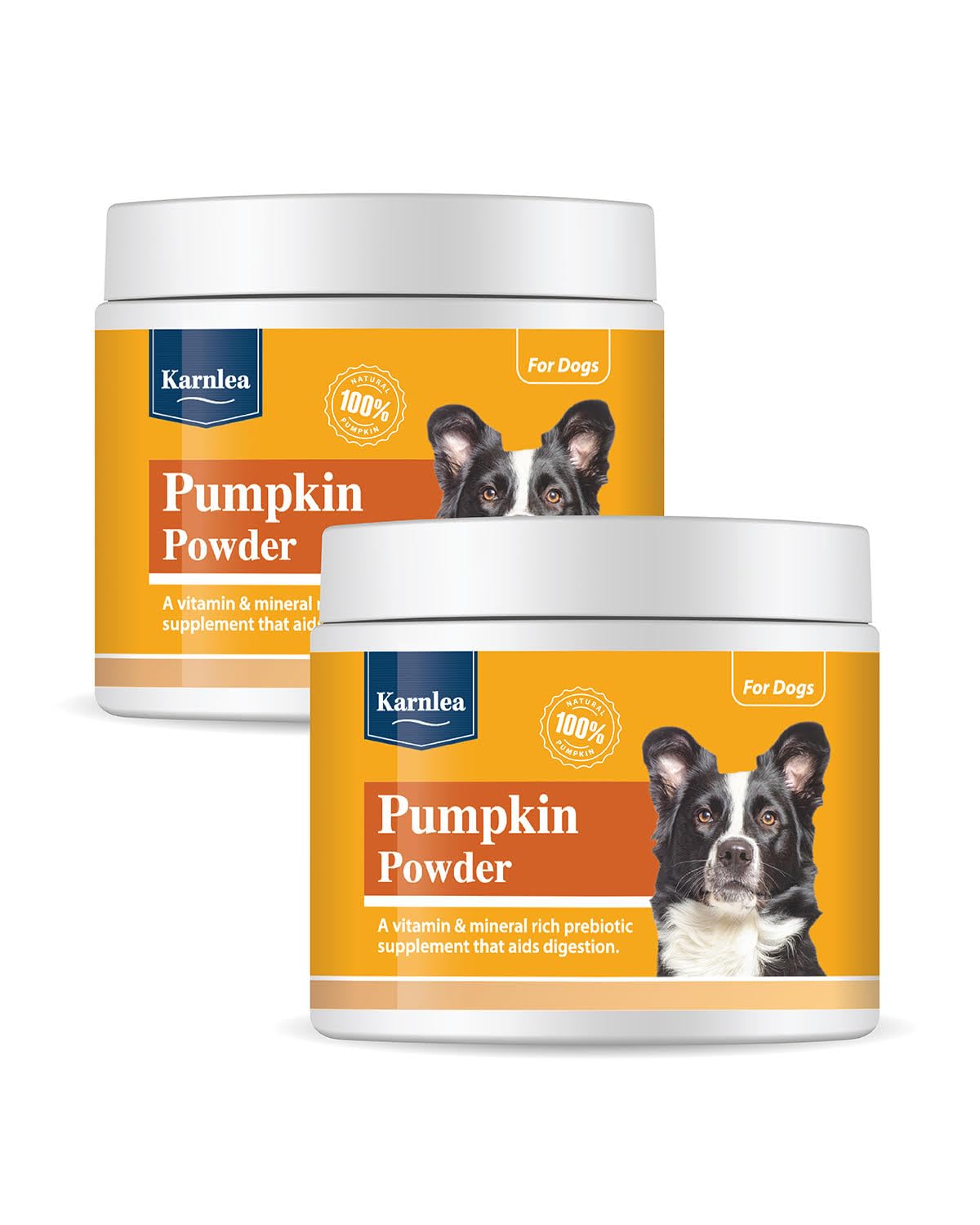 KARNLEA Pumpkin Powder for dogs - 100% Natural Pumpkin | High Fibre for Dogs | Stool Firm | Prebiotic Digestive Aid | Diarrhea Treatment | Canned Pumpkin Alternative | 200g x 2 packs