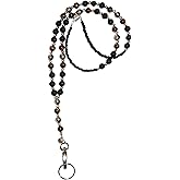 Hidden Hollow Beads Slim Style Women's Fashion Beaded Lanyard, 34" Jewelry Lanyard for ID Badge Holder and Keys (Tigers Eye - Breakaway)