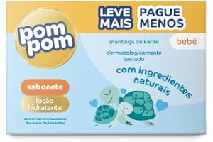 Kit Sabonete em Barra Pom Pom Loção Hidratante com 5 unidades de 70g cada