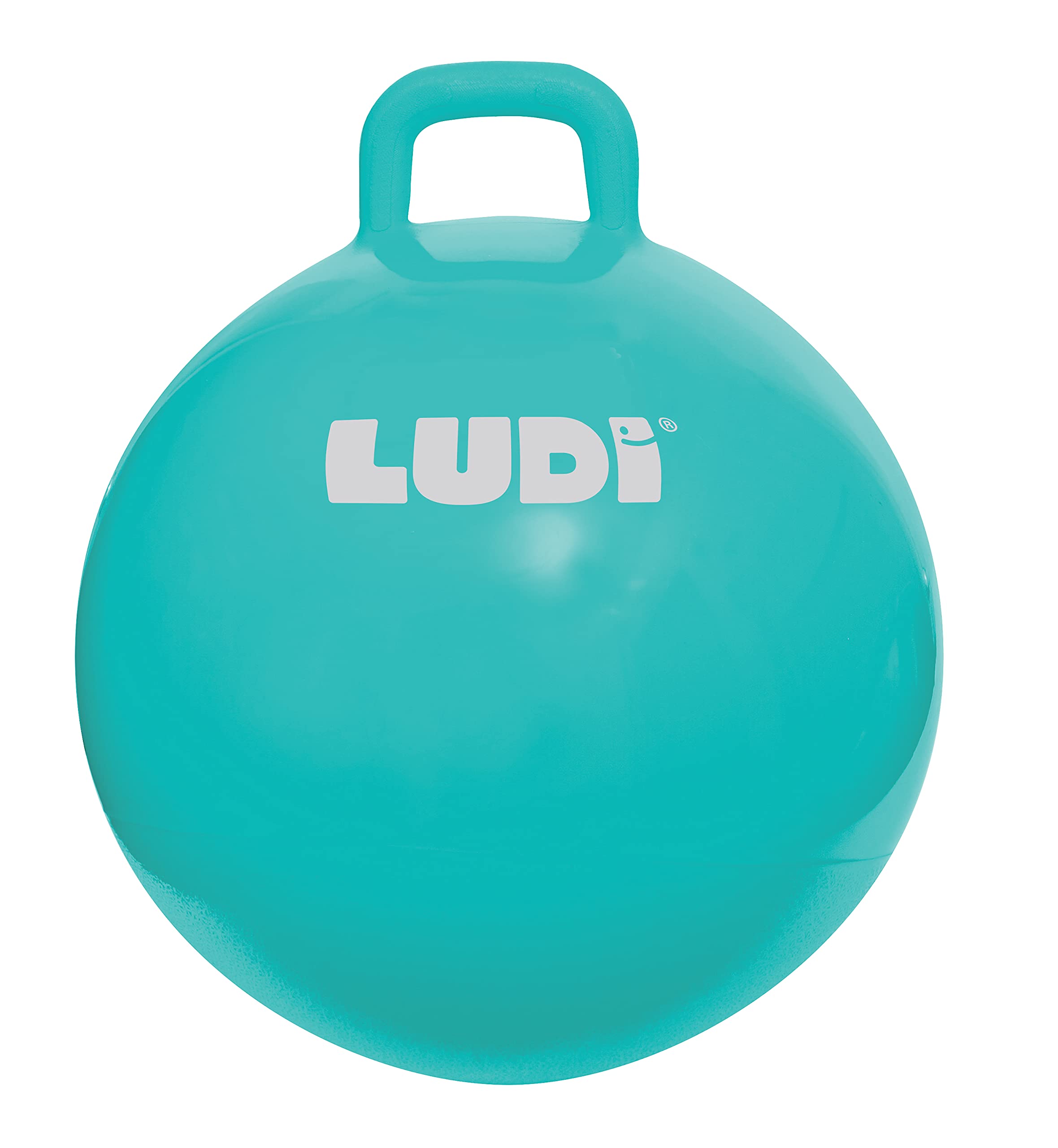 LUDI XXL Blue Hopper Ball Adapted Handle - Large Inflatable Jumping Ball - Thick and Elastic Plastic - Indoor and Outdoor Toy - To become a bouncing ace | From 5 Years Old