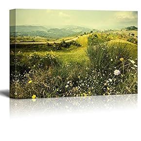 Canvas Prints Wall Art - Alpine Meadow Wild Flowers Mountains - 12" x 18"