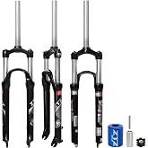 Exceedhub 26/27.5/29 Inch MTB Suspension Fork, Travel 120mm, 28.6mm Straight Tube QR 9mm, 100mm Spacing Hub, Crown Lockout Aluminum Alloy Shock Absorber XC Mountain Bike Front Fork