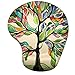 Memory Foam Mousepad with Wrist Support, Tree of Life Gorgeous Like Leather Ergonomic Mouse Pad Wrist Rest, Super Non-Slip PU Base