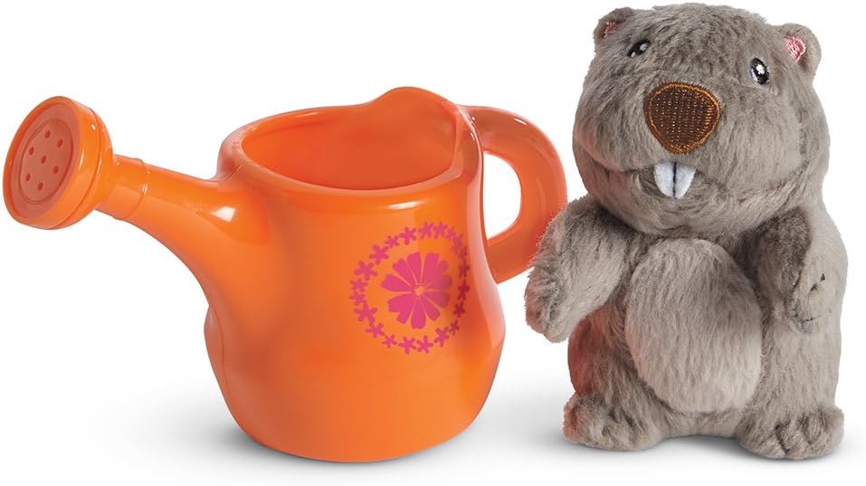 American GirlWelliewishers Gopher & Watering Can Accessories for 14.5-inch Dolls with Norman the Gopher, Soft Gray Fur, Orange Watering Can, Ages 4+