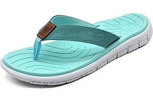 KuaiLu Women's Non-Slip Casual Arch Support Flip Flops Comfortable Summer Beach Thong Sandals