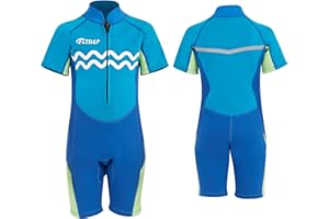 Kids Wetsuit, Rtdep 2mm Boys Shorty Wetsuits, Thermal Neoprene Swimsuit, Front Zip Ultra Stretch Diving Suit, Sun Protection,