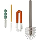 Boon Mod Replacement Baby Bottle Brushes - Includes Bottle Cleaner Brush, Straw Cleaner Brush, Nipple Brush and Detail Brush for Baby Bottles - Newborn Essentials - Deco - 4 Count