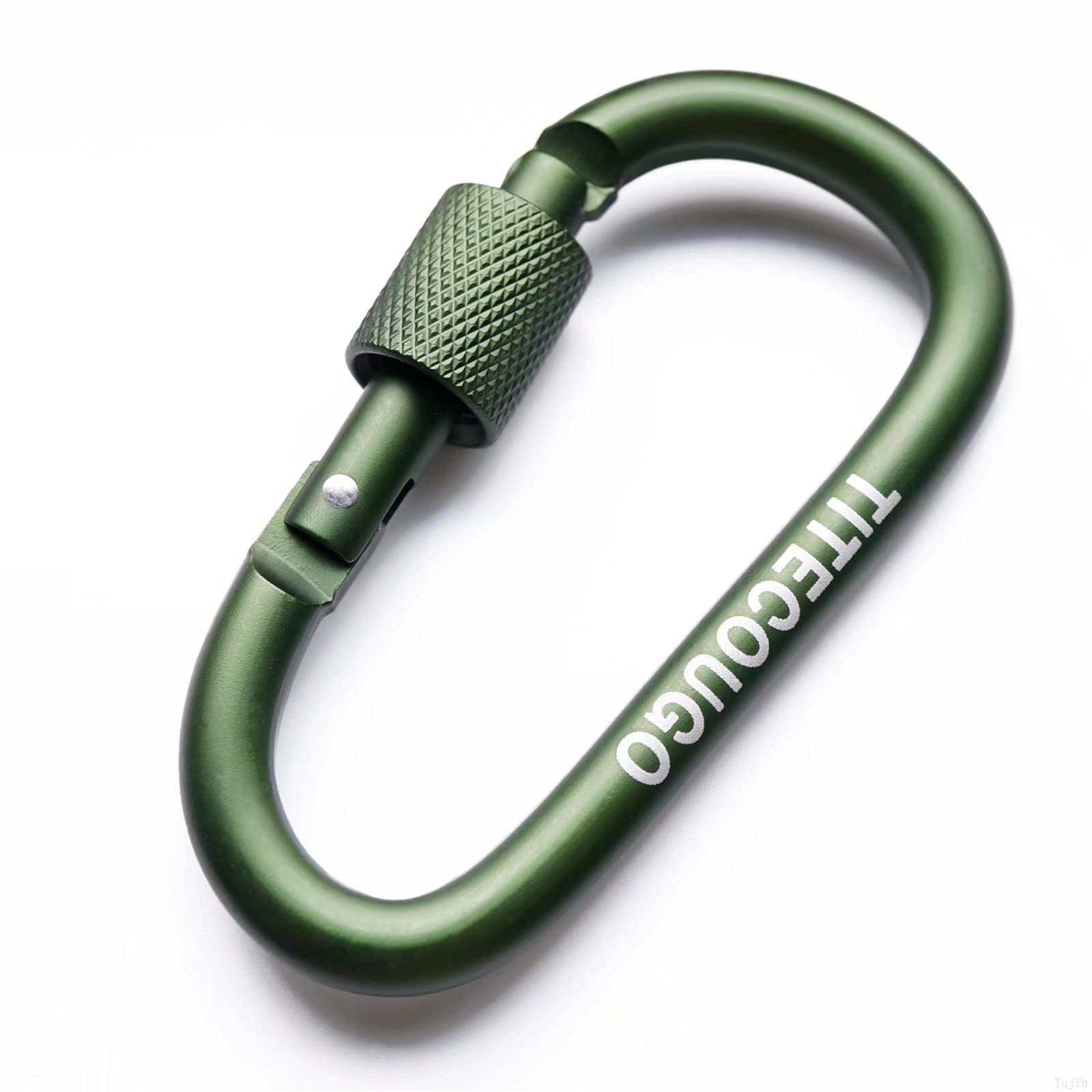 TITECOUGO 4 PCS Aluminum Alloy D-Ring High Strength Carabiner Key Chain Clip Hook For Camping Hiking (Not for Climbing) Army Green