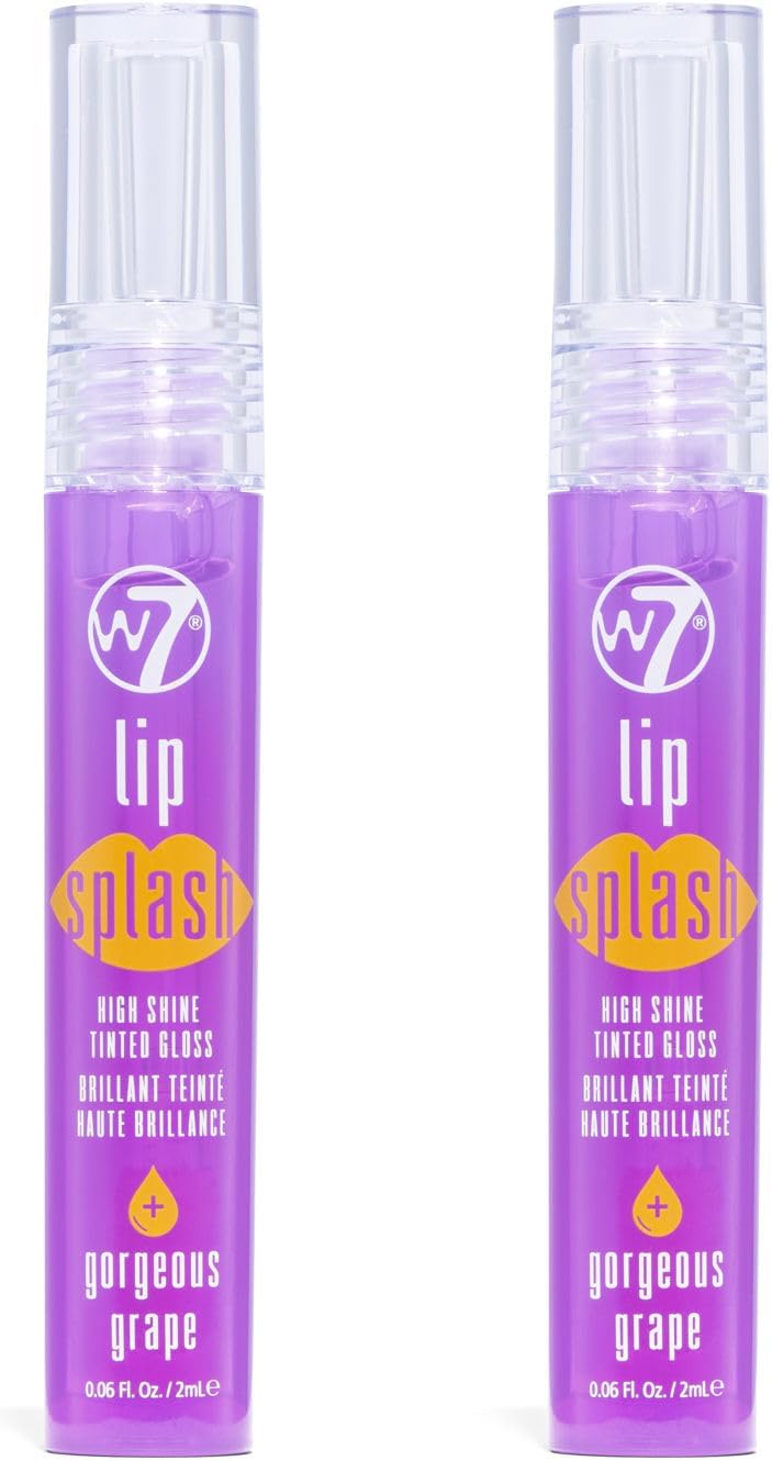 W7 Lip Splash Tinted Gloss 2Pcs Gorgeous Grape Hydrating Non-Sticky