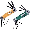MichaelPro Folding Hex Key Allen Wrench Set with SAE and Metric in 17 Sizes, 2 Pack – Durable & Industrial Grade Tool (Yellow/Green)