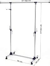 SONGMICS Clothes Rack with Castors Adjustable Height 97-165 cm LLR01L view 3