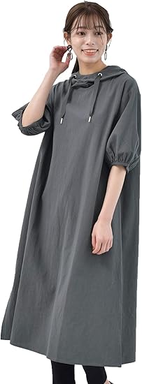 Amazon アール ピー エス R P S コットンウォッシュパーカーワンピース M チャコールグレー ワンピース チュニック 通販