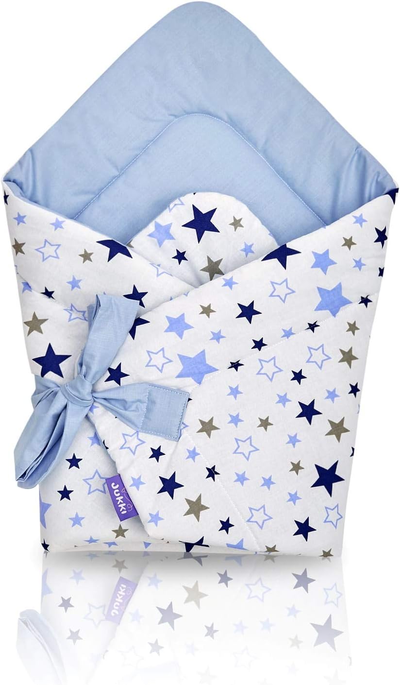 Jukki ® Baby Swaddle Wrap Newborn Infant Bedding Blanket Cotton Sleeping Bag Cotton Grey Wrap | 100% Organic Cotton | Handmade | Intended for Kids Aged 0-3 Months | (Milky Way)