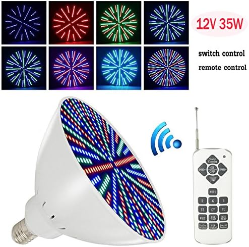 HZBXISA 12V 35W AC/DC Color Changing Replacement Swimming Pool Lights LED Bulb (switch control + remote control type) for Pentair Hayward Light Fixture E26/E27