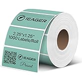 iEager 2.25x1.25 Inch Thermal Labels, Green Durable Thermal Printer Stickers, Self-Adhesive Rectangle Shipping Label Printer Sticker for Barcode, Name, Address, 1000 Labels/Roll