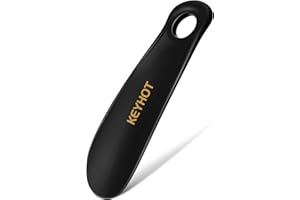 KEYHOT Plastic Shoe Horn Small, 7.3 Inch Portable Mini Short Travel Size for Seniors Kids Men Women (Black)