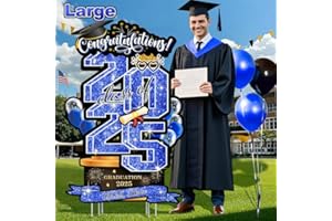 ANYGIFT 47.3 Inch Extra Large Blue&Black Graduation Decoation Yard Sign Class of 2025, Congrats Grad Lawn Yard Decor Outdoor Decor with Stakes High School College Congrats Grad Party Decorations (blue)