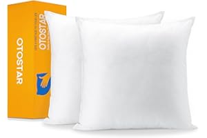 OTOSTAR Set of 2 Pillow Inserts 18x18 Inch, Decorative Square Throw Pillow Inserts, Premium Fluffy Pillow Forms Sham Stuffer for Sofa Bed Couch Living Room- Indoor