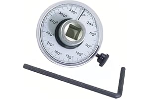 MASITE PCWJ Professional Torque Angle Gauge, 1/2 Inch Drive, 360 Degree Rotation Scale, Mechanical Measurement Tool with Adjustment Handle, for Automotive Applications
