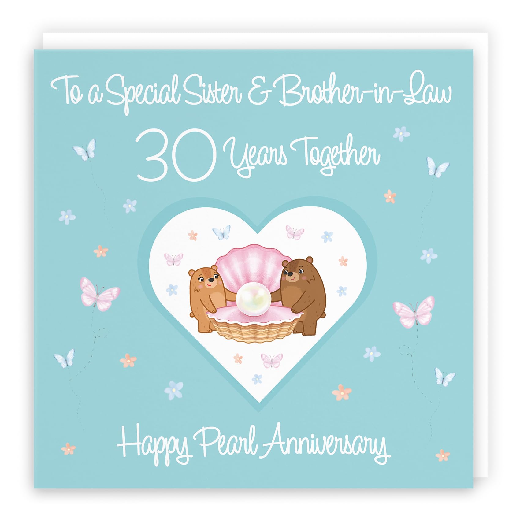 Hunts England - Large Sister & Brother-in-Law 30th Anniversary Card - 30 Years - Pearl Anniversary - Romantic Meadows - Fun Card - 30th Anniversary Card For Sister And Brother-in-Law - 210 x 210 mm