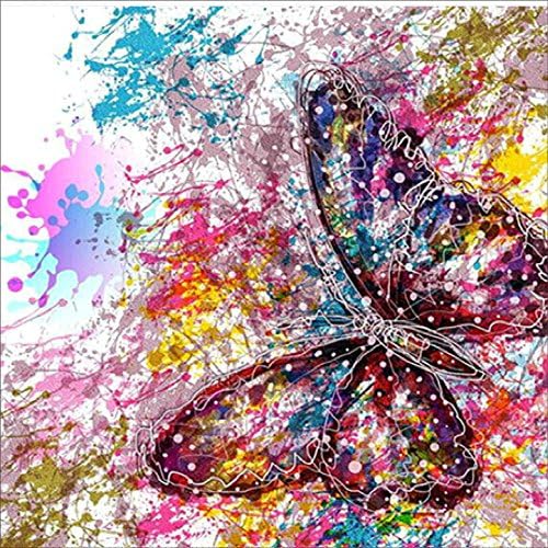 KXN Diamond Painting 5D DIY Full Square Drill Colorful Butterfly Rhinestone Gems Embroidery Arts Craft Paint-By-Number Kits Cross Stitch for Home Wall Decoration 30x30cm