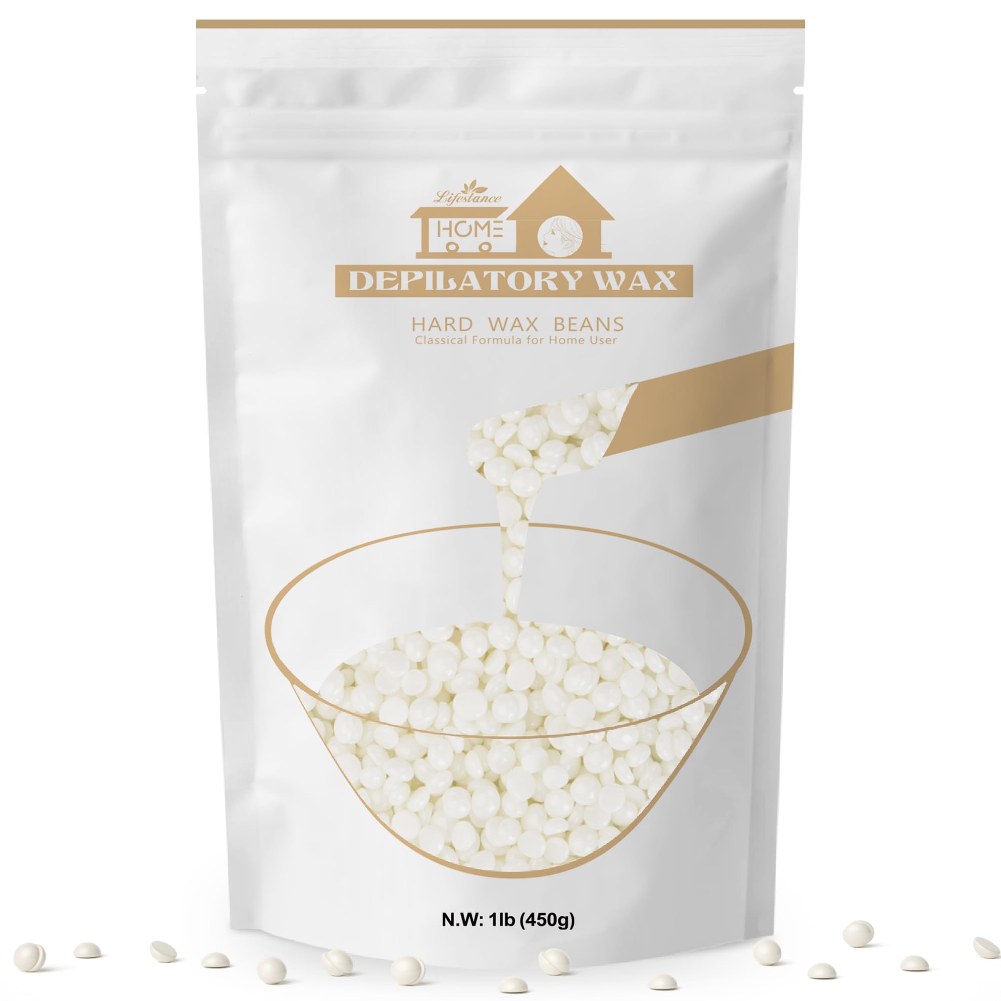 Lifestance Pearl White Waxing Beads, 1lb Unscented Coarse Hair Removal Wax Beans for Face, Eyebrow, Brazilian Bikini, Sensitive Skin at Home for Women and Men