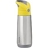 b.box 16.9 oz Insulated Water Bottle - Keeps Drinks Cold 15 Hours, Warm 8 Hours, Triple Wall Stainless Steel Kids Water Bottle w/Free Flow Silicone Straw, Leakproof & Dishwasher Safe