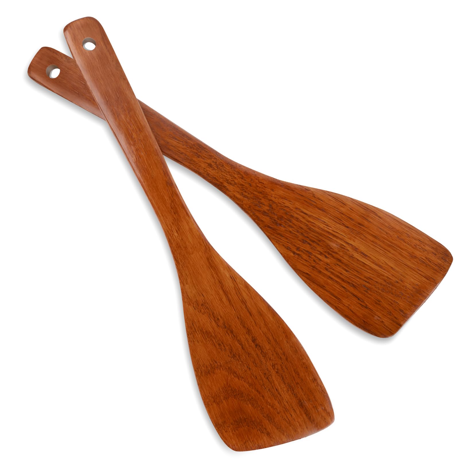 Photo 1 of 2PCS Wooden Spatula Set for Cooking - 12.8 Inches Natural Wood Spatulas for Non-stick Cookware, Flat Horn-Shaped Frying Spatulas, Long Handle Wooden Cooking Utensils