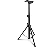 Pyle Mount Holder Heavy Duty Rubber Capped Tripod, Adjustable Height from 36.2 x 58.0 inches, Locking Safety PIN and 35mm Compatible Insert, On-Stage or In-Studio Use - PSTND1