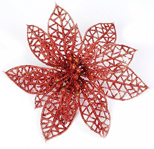 10pcs Artificial Flowers,Shinning Sparkle Sequins Flower,Christmas Flowers Xmas Tree Wedding Party Decoration